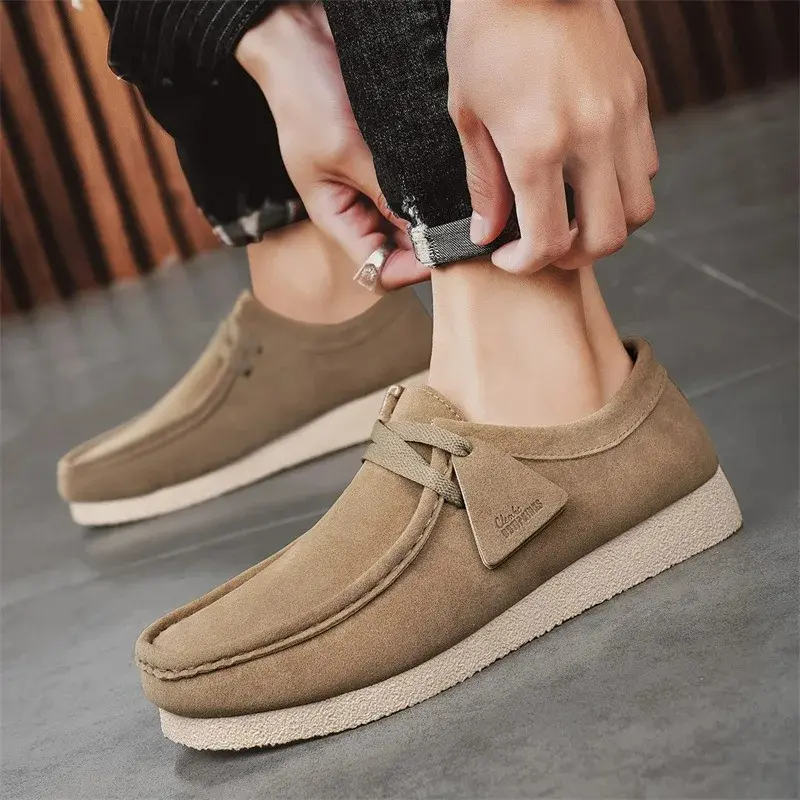 Fashion Men Casual Shoes Suede Leather Loafers Luxury Slip-on Flat Sneakers Soft Sole Driving Shoes Platform Business Men Shoes