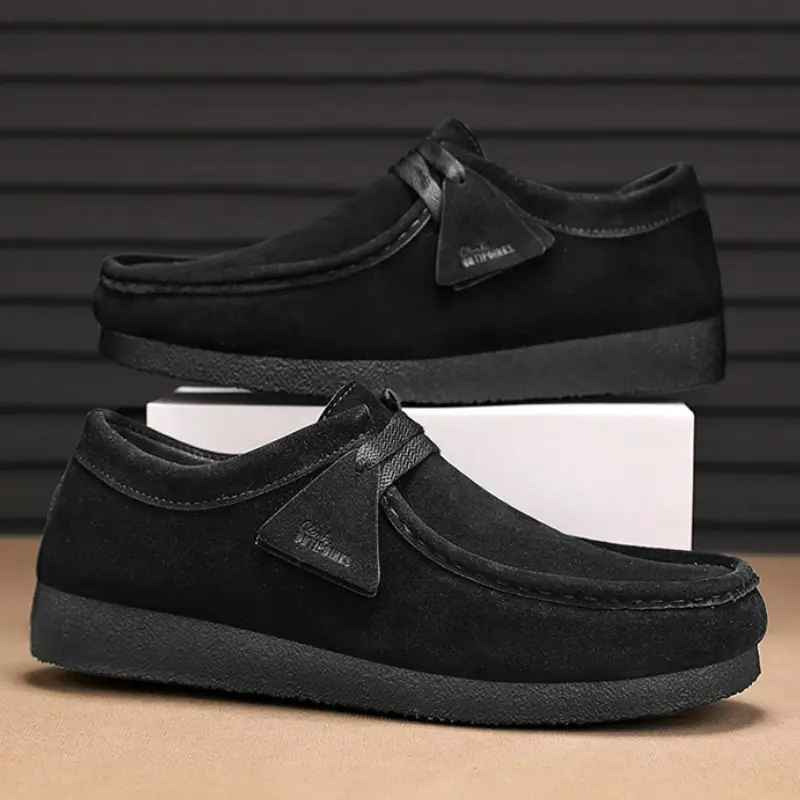 Fashion Men Casual Shoes Suede Leather Loafers Luxury Slip-on Flat Sneakers Soft Sole Driving Shoes Platform Business Men Shoes