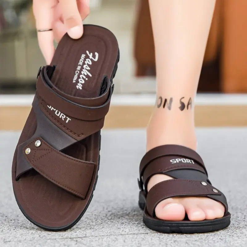 Summer Men Sandals Slip on Slippers Classics Soft Sole Lightweight Sandals Outdoor Casual Men Beach Shoes Open Toe Flat Sandals