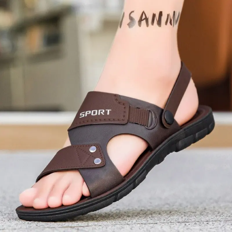 Summer Men Sandals Slip on Slippers Classics Soft Sole Lightweight Sandals Outdoor Casual Men Beach Shoes Open Toe Flat Sandals