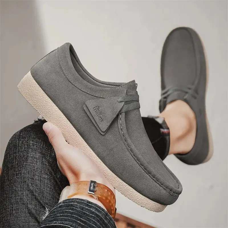 Fashion Men Casual Shoes Suede Leather Loafers Luxury Slip-on Flat Sneakers Soft Sole Driving Shoes Platform Business Men Shoes