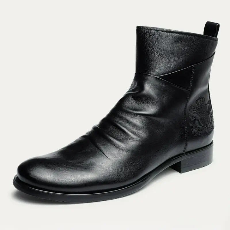 Men's Boots Side Zipper Leather Boots Fashion Outdoor Work Ankle Boots Plus Size High Top Shoes Handmade Platform Chelsea Boot