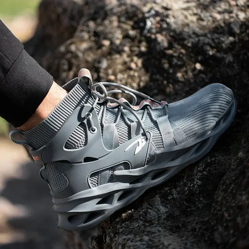 Men Safety Shoes Puncture-Proof Sneakers Lightweight Nti-smash Work Boots Male Steel Toe Shoes Indestructible Safety Boots Botas