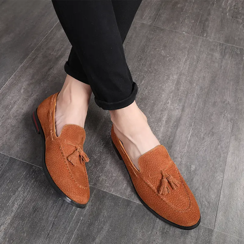 Men's Loafers Luxury Brand Leather Dress Shoes Breathable Slip-On Solid Formal Casual Shoes Handmade Designer Men Shoes Mocassin