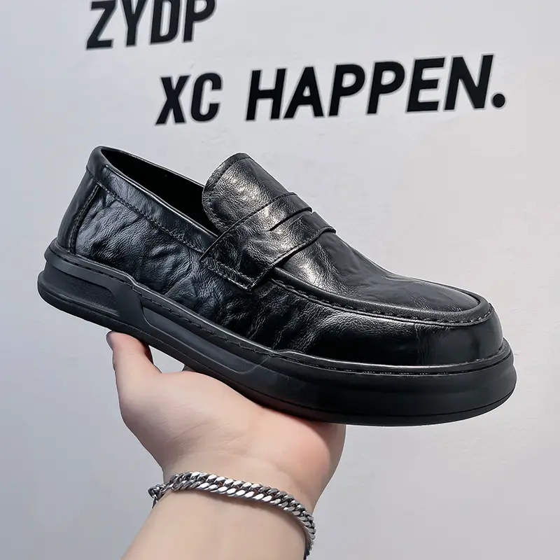 Men's Loafers Luxury Brand Leather Dress Shoes Breathable Slip-On Solid Formal Casual Shoes Handmade Designer Men Shoes Mocassin