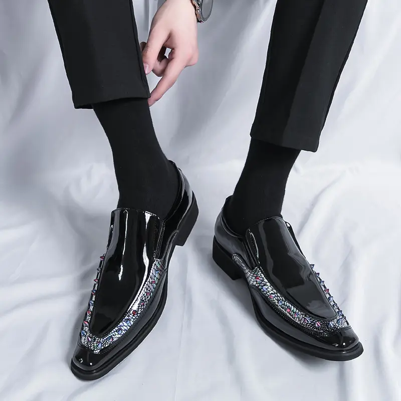 Men's Loafers Luxury Brand Leather Dress Shoes Breathable Slip-On Solid Formal Casual Shoes Handmade Designer Men Shoes Mocassin