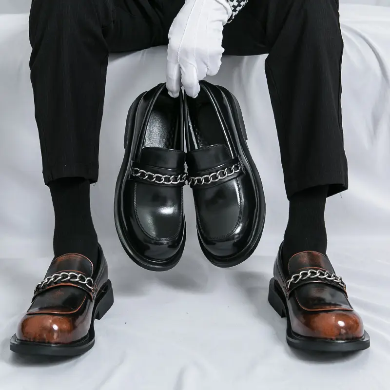 Men's Loafers Luxury Brand Leather Dress Shoes Breathable Slip-On Solid Formal Casual Shoes Handmade Designer Men Shoes Mocassin