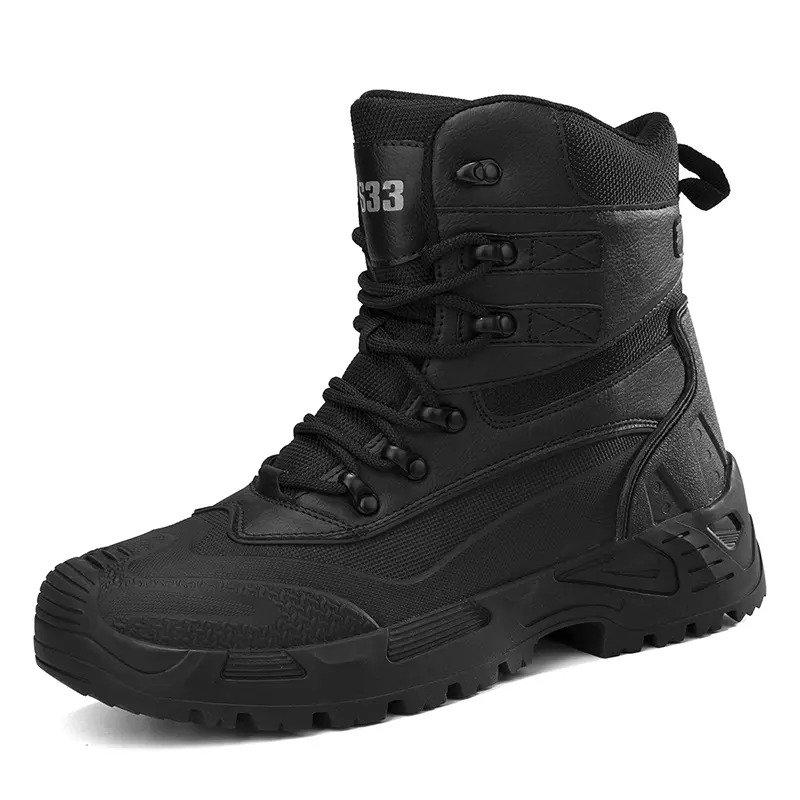 Outdoor Leather Mens Slip on Boots Platform Shoes Luxury Brand Men Winter Plush Snow Boots Fashion All-match Men Motocross Boots
