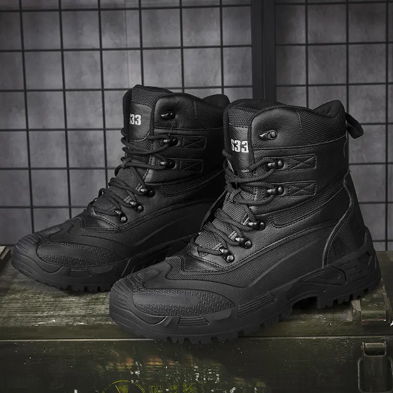 Outdoor Leather Mens Slip on Boots Platform Shoes Luxury Brand Men Winter Plush Snow Boots Fashion All-match Men Motocross Boots