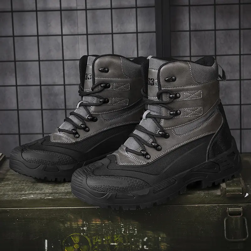 Outdoor Leather Mens Slip on Boots Platform Shoes Luxury Brand Men Winter Plush Snow Boots Fashion All-match Men Motocross Boots