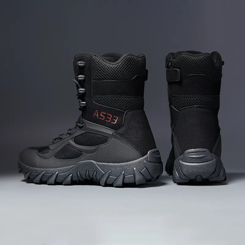 Outdoor Leather Mens Slip on Boots Platform Shoes Luxury Brand Men Winter Plush Snow Boots Fashion All-match Men Motocross Boots