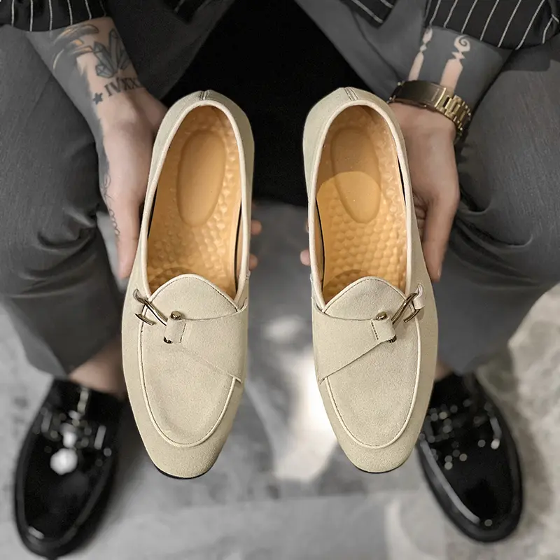 Men's Loafers Luxury Brand Leather Dress Shoes Breathable Slip-On Solid Formal Casual Shoes Handmade Designer Men Shoes Mocassin