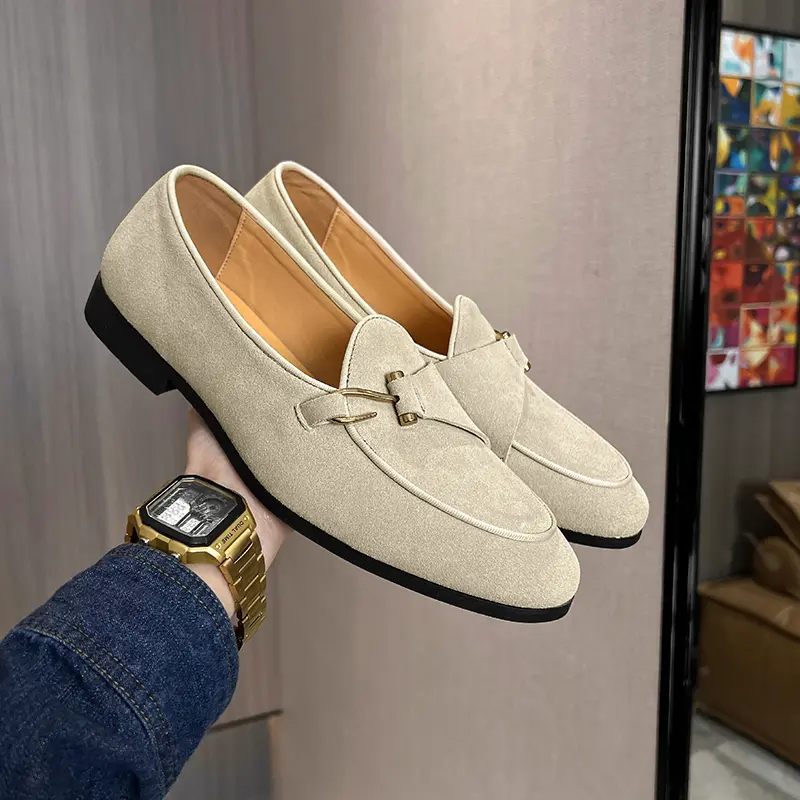 Men's Loafers Luxury Brand Leather Dress Shoes Breathable Slip-On Solid Formal Casual Shoes Handmade Designer Men Shoes Mocassin