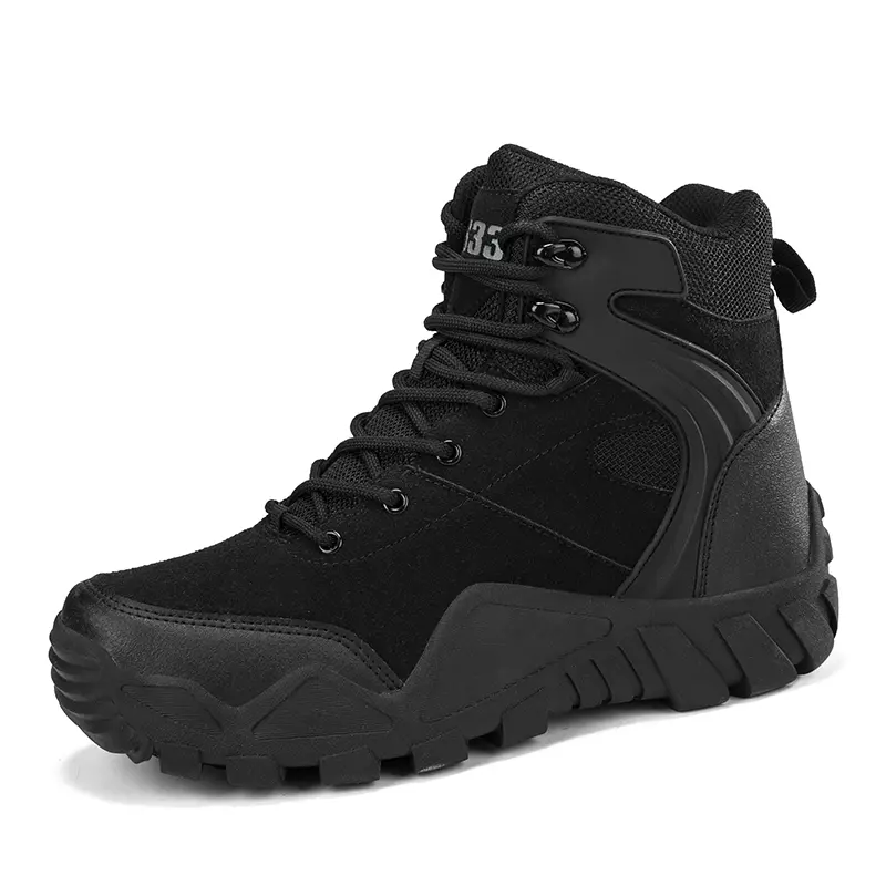 Outdoor Leather Mens Slip on Boots Platform Shoes Luxury Brand Men Winter Plush Snow Boots Fashion All-match Men Motocross Boots