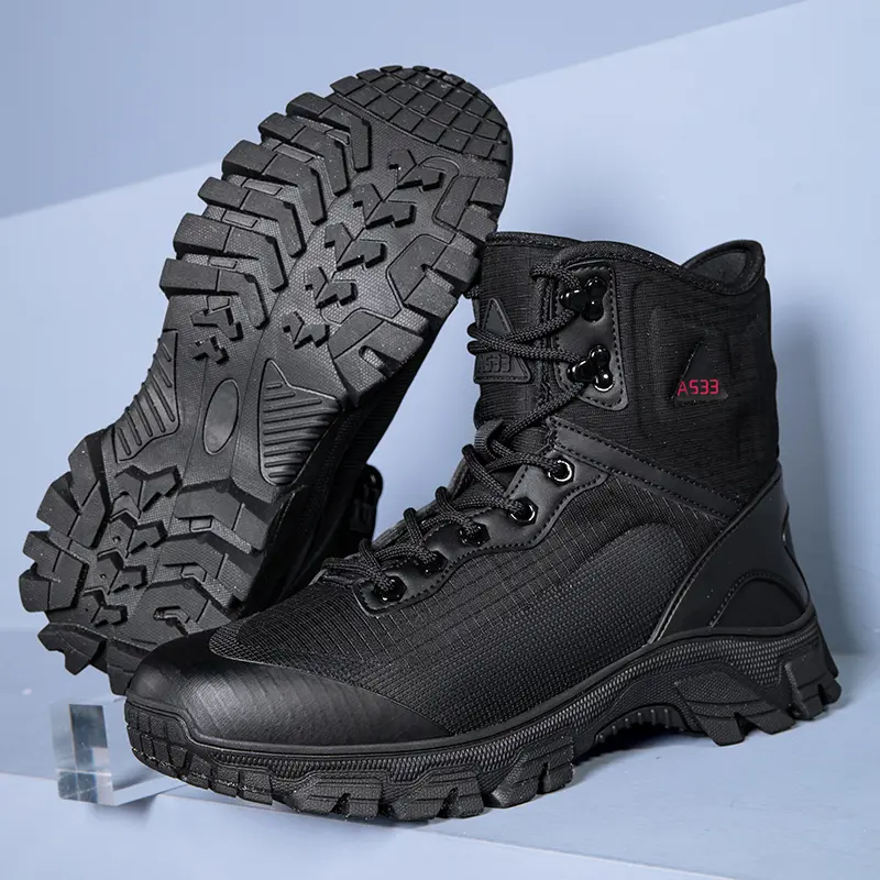 Outdoor Leather Mens Slip on Boots Platform Shoes Luxury Brand Men Winter Plush Snow Boots Fashion All-match Men Motocross Boots
