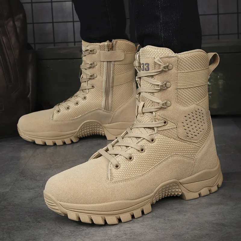 Outdoor Leather Mens Slip on Boots Platform Shoes Luxury Brand Men Winter Plush Snow Boots Fashion All-match Men Motocross Boots