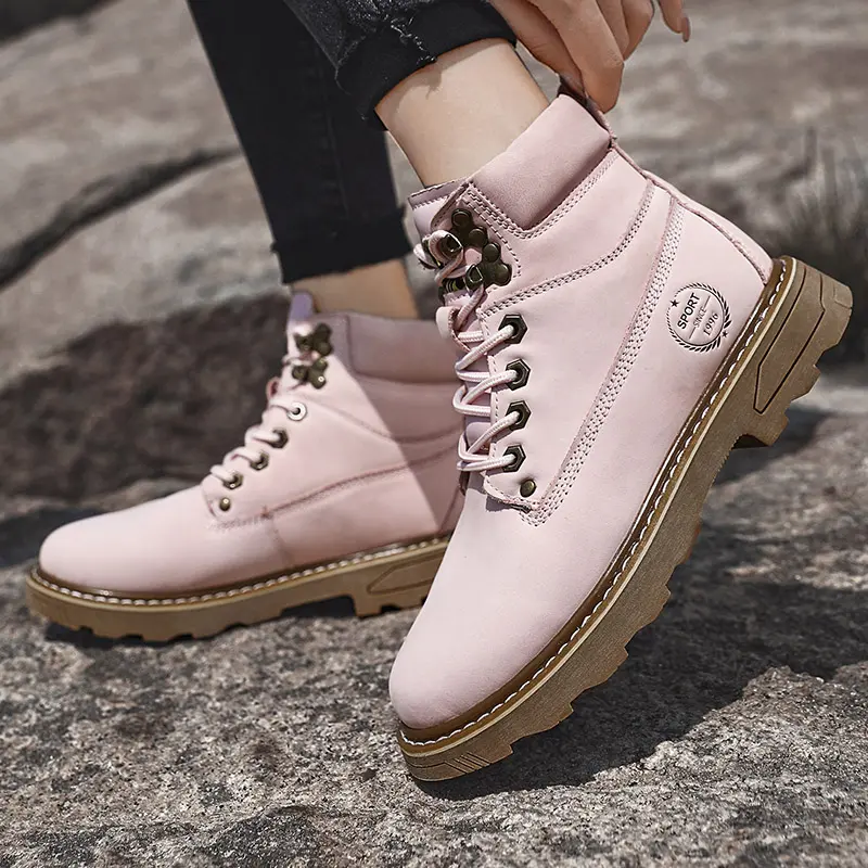 Outdoor Leather Mens Slip on Boots Platform Shoes Luxury Brand Men Winter Plush Snow Boots Fashion All-match Men Motocross Boots