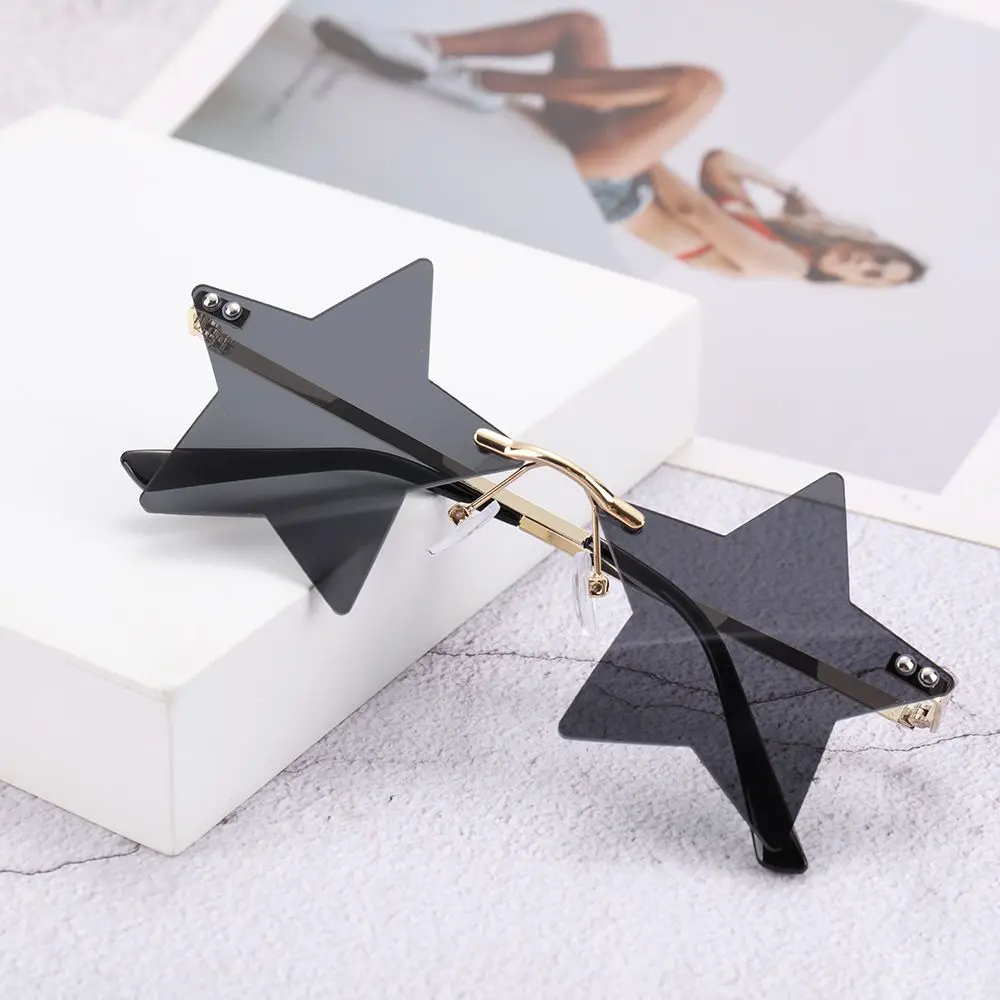 Rimless Star Shape Sunglasses Funny Pentagram Eyewear Sunglasses for Women & Men Party Glasses Decoration Eyeglasses