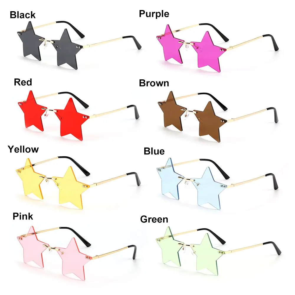 Rimless Star Shape Sunglasses Funny Pentagram Eyewear Sunglasses for Women & Men Party Glasses Decoration Eyeglasses