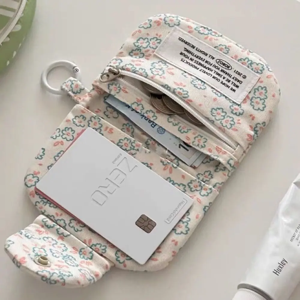 Simplicity Floral Korean Fashion Wallet Card Holder Student Coin Purse Card for Girls Portable Cute Small Storage Bag