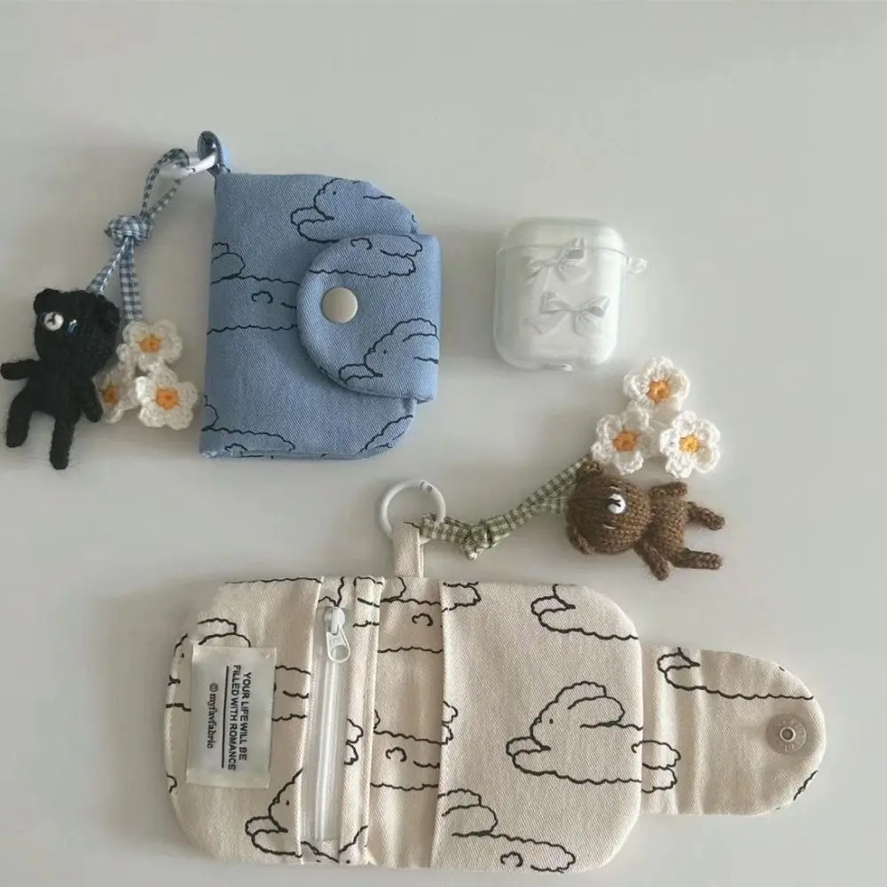Simplicity Floral Korean Fashion Wallet Card Holder Student Coin Purse Card for Girls Portable Cute Small Storage Bag