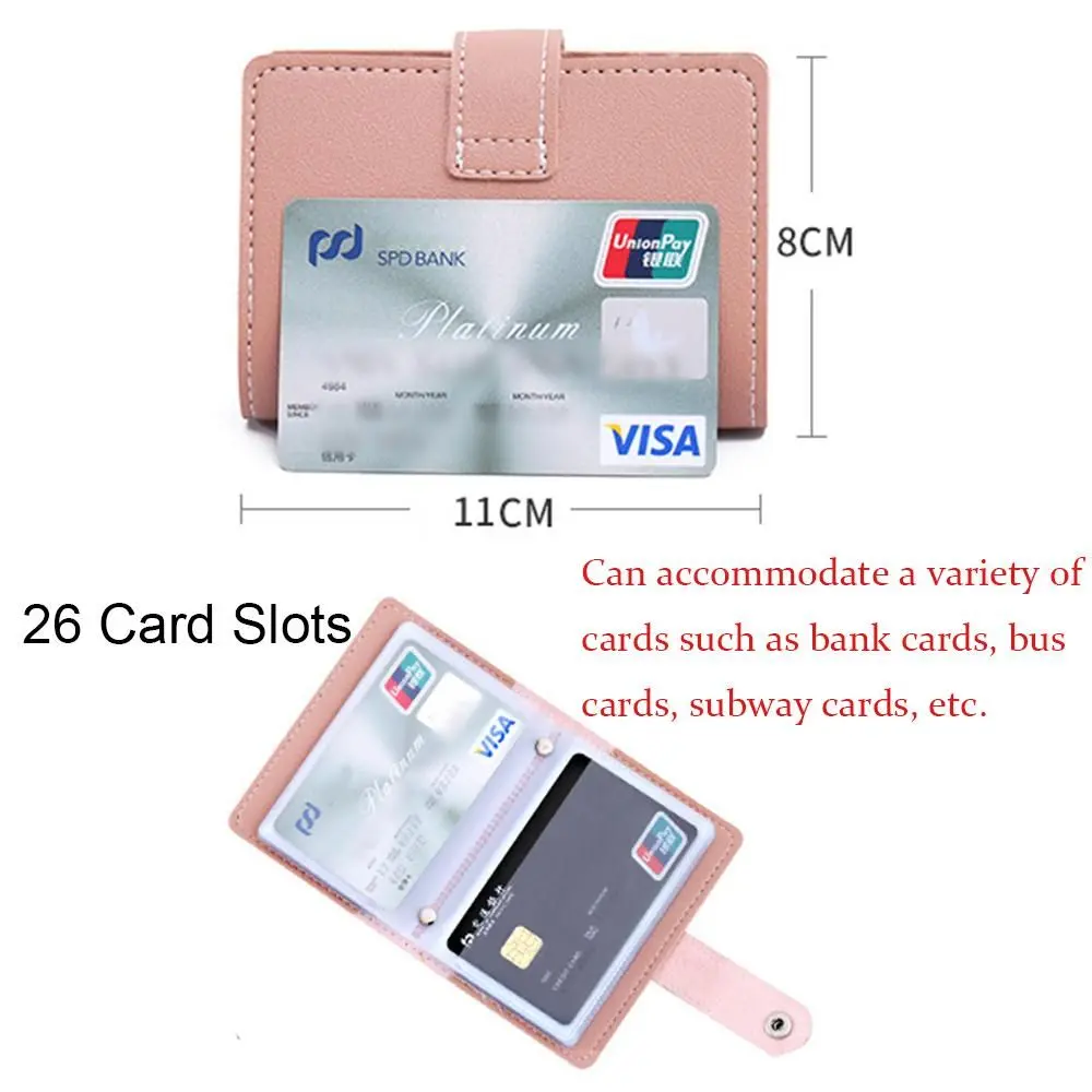 26 Card Slots PU Leather Pocket Bag Women Credit Card Wallet RFID Blocking Fashion Cute Cards Holder Wallet For Cards Cardholder
