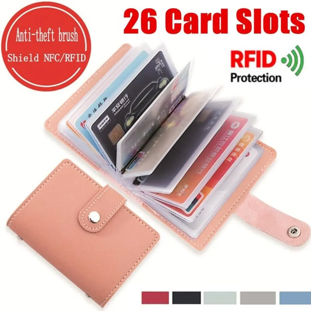 26 Card Slots PU Leather Pocket Bag Women Credit Card Wallet RFID Blocking Fashion Cute Cards Holder Wallet For Cards Cardholder