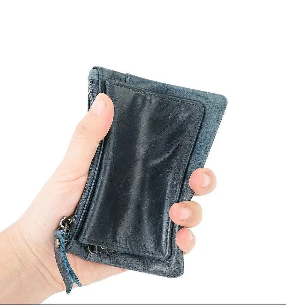 Male Slim Leather Wallet with Coin Purse Small Men's Credit ID Card Holder Wallet for Men Women