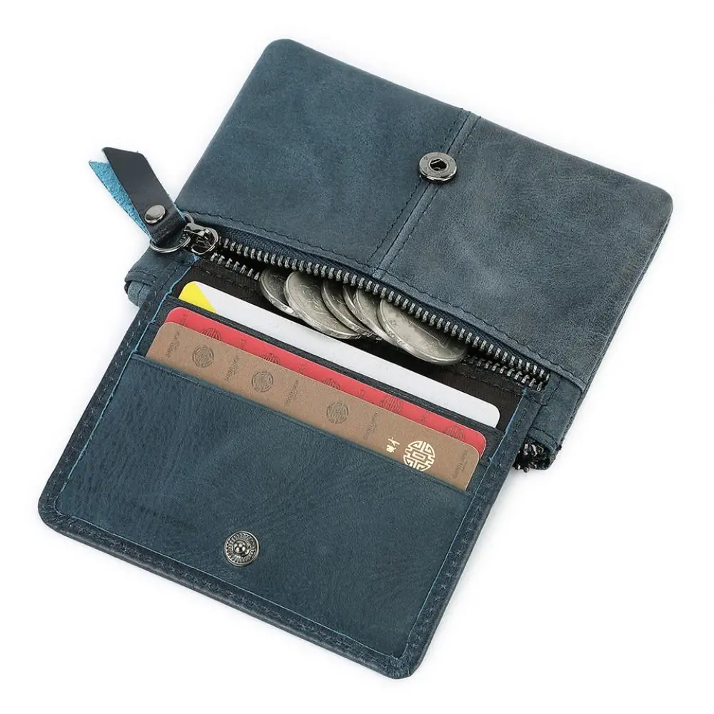 Male Slim Leather Wallet with Coin Purse Small Men's Credit ID Card Holder Wallet for Men Women