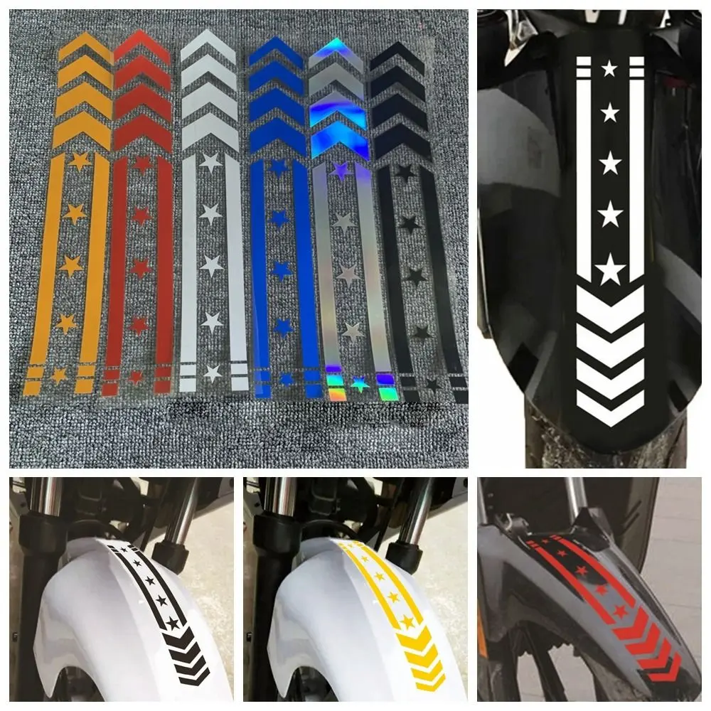 Fender Decals Star Arrow Stripes Motorcycle Reflective Stickers Car Motorbike Scooter Safety Driving Warning Refit Accessories