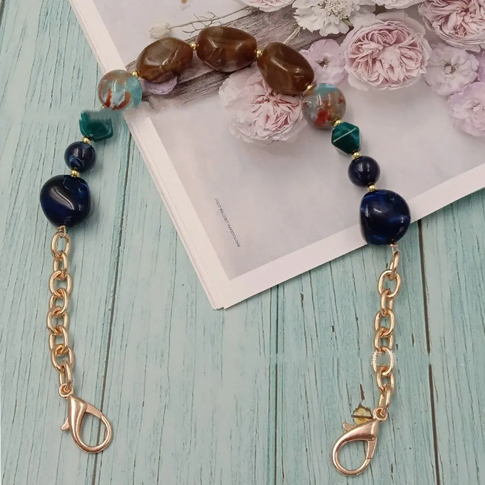 Acrylic Handle Colorful Bead Straps Wristlet Purse Bag Belt Replaceable Resin Colored Stone Handbag Strap DIY Bag Accessories