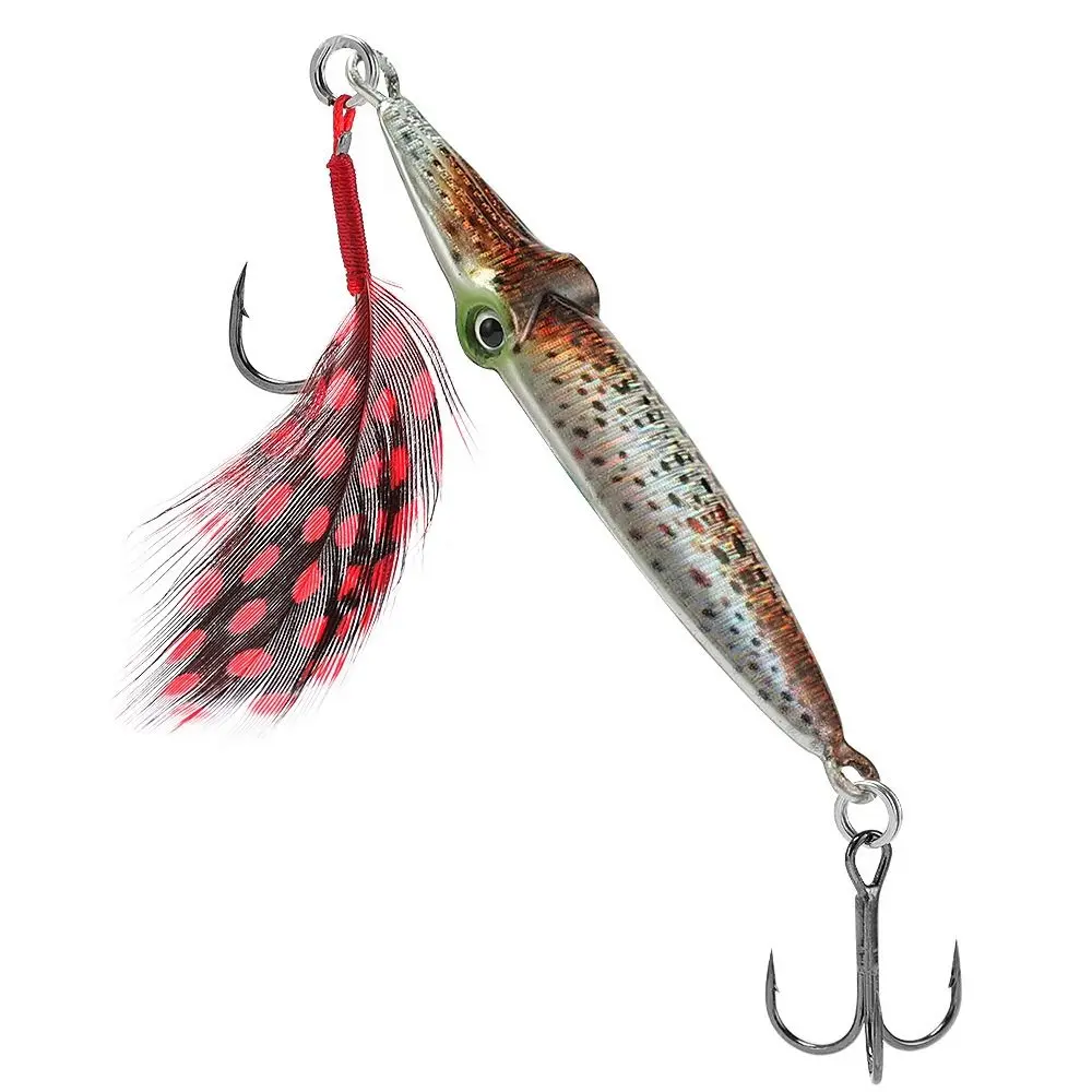 3D Printed Artificial Wobbler Hard squid Bait Metal Simulation Lure with Jig Hooks Bait Bionic Crankbait Lures Fishing Tackle