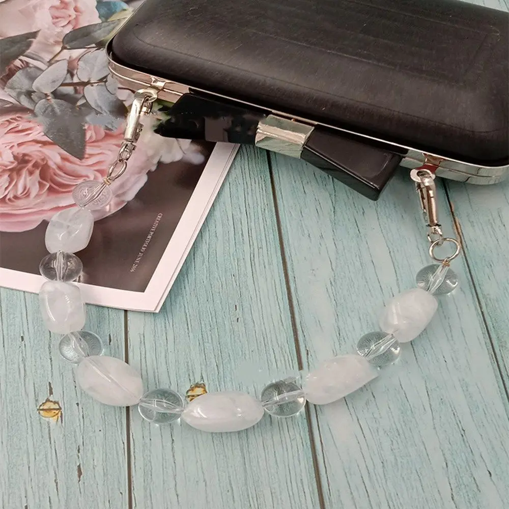 Acrylic Handle Colorful Bead Straps Wristlet Purse Bag Belt Replaceable Resin Colored Stone Handbag Strap DIY Bag Accessories