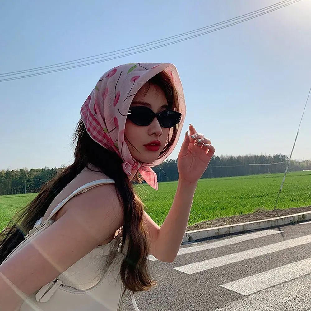 Flower Printed Headscarf French Pastoral Style Headband Gentle INS Style Sun Protection Headband Towel