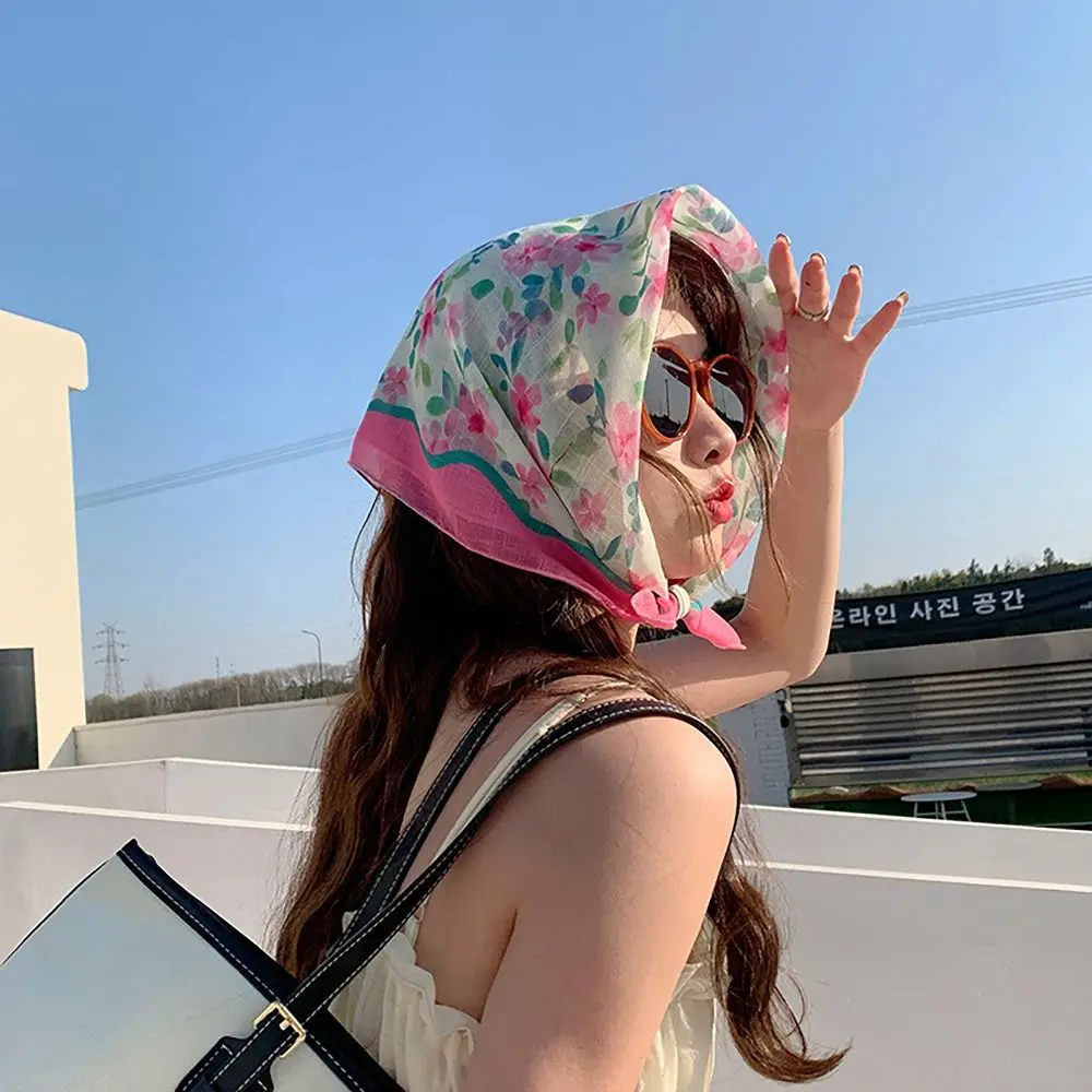 Flower Printed Headscarf French Pastoral Style Headband Gentle INS Style Sun Protection Headband Towel