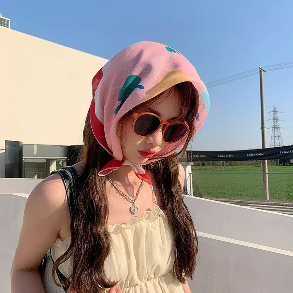 Flower Printed Headscarf French Pastoral Style Headband Gentle INS Style Sun Protection Headband Towel