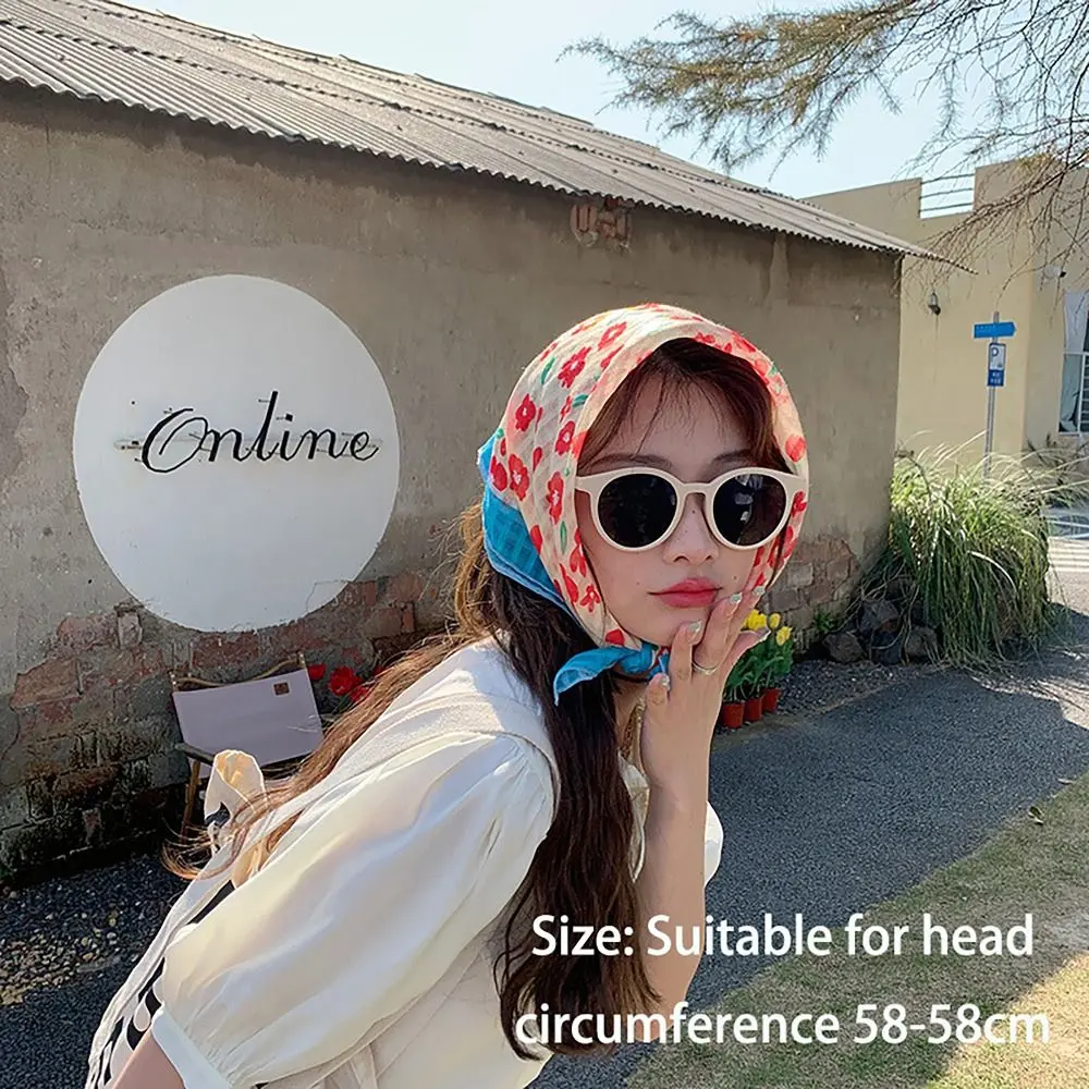 Flower Printed Headscarf French Pastoral Style Headband Gentle INS Style Sun Protection Headband Towel