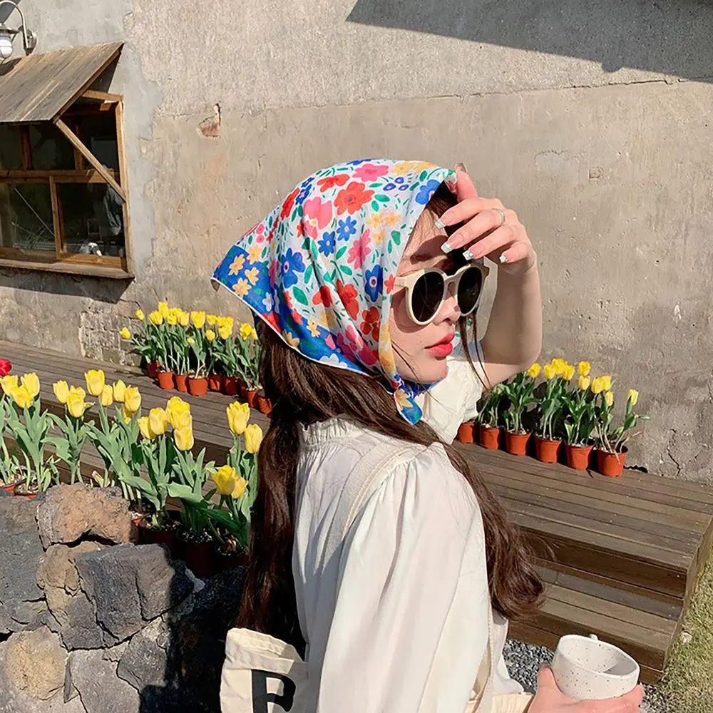 Flower Printed Headscarf French Pastoral Style Headband Gentle INS Style Sun Protection Headband Towel