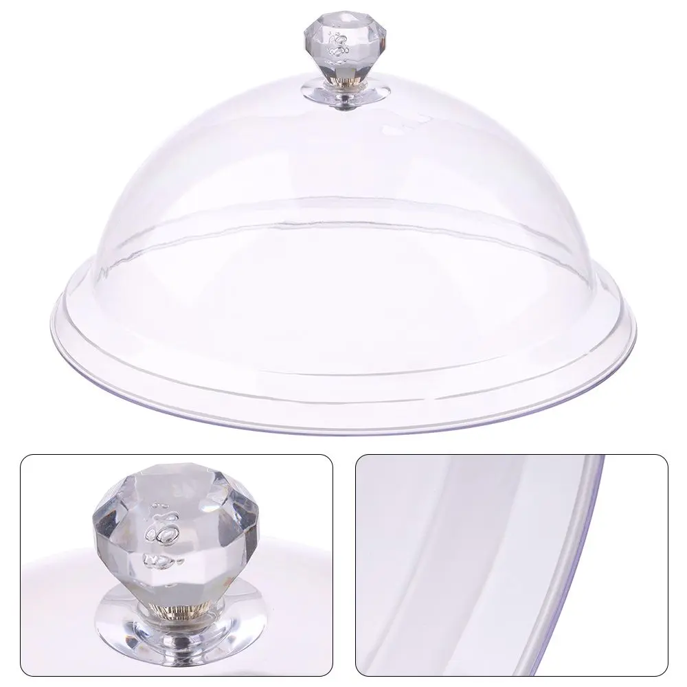 Plastic Round Dish Cover Cake Plate Bread Fruit Display Holder Acrylic Tempered Food Cover Dust Cover Party Decoration