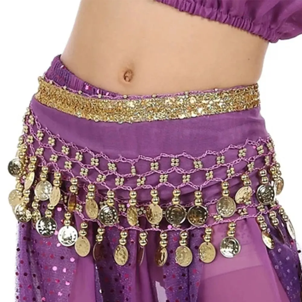 For Kids Dacning Waist Belt Chain Metal Coins Child Waist Chain Hip Scarf Child Belly Dance Indian Dance Belt