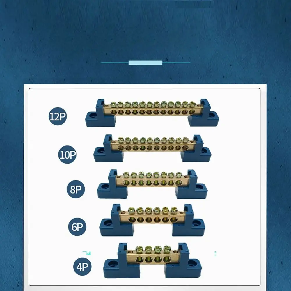 Copper  Flame Retardant Distribution Box Connection Screw Terminal Block Bar Wiring Row Zero Ground Brass Strip Protection