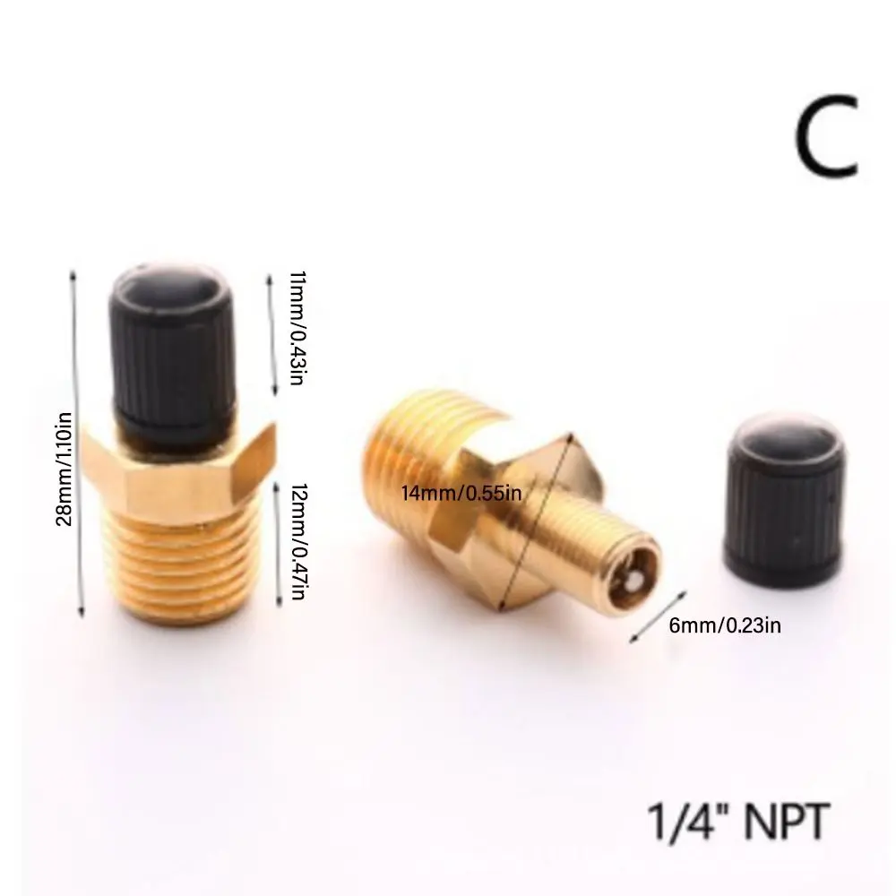 Brass Schrader Valve 1/4 NPT 1/8 NPT M10 Air Compressor Tanks Fill Valve Automobile Tire Valve Core Tire Copper Valve