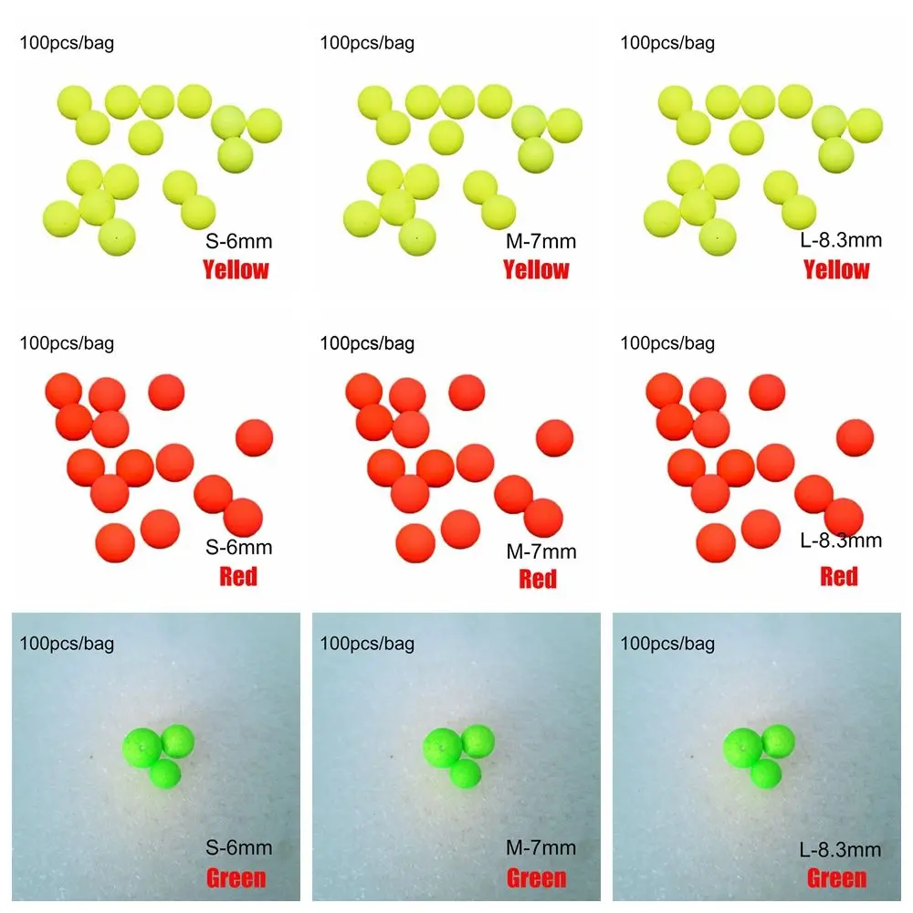 100PCS EPS material Foam Floats Ball Beads Beans Fishing Tackle Accessories Fishing Float Bottom Rig Rigging Material