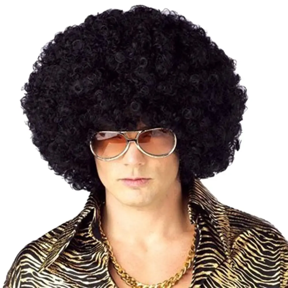 Unisex Adult Various Coloured Rainbow Circus Curly Black Afro Curly Wig Adult Fancy Dress Disco