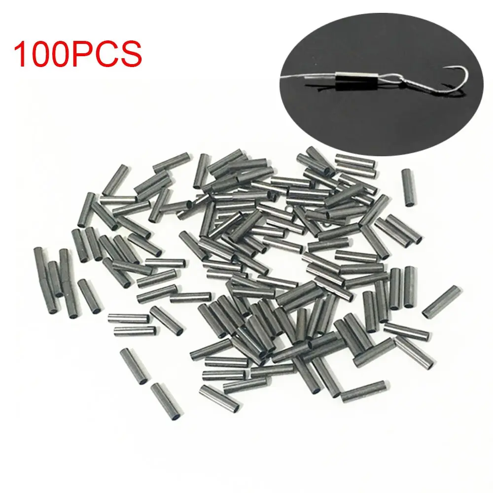 100pcs/Lot 1.0mm-2.8mm Sea Fishing Accessories Line Tube Copper Fishing Line Aluminum Crimp Sleeve Copper Tube