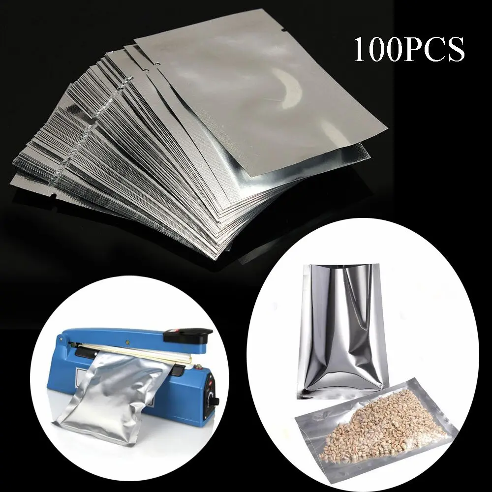 100PCS Vacuum Sealer Pouches Food Grade Storage Bag Heat Seal Aluminium Foil Bags Kitchen Supplies