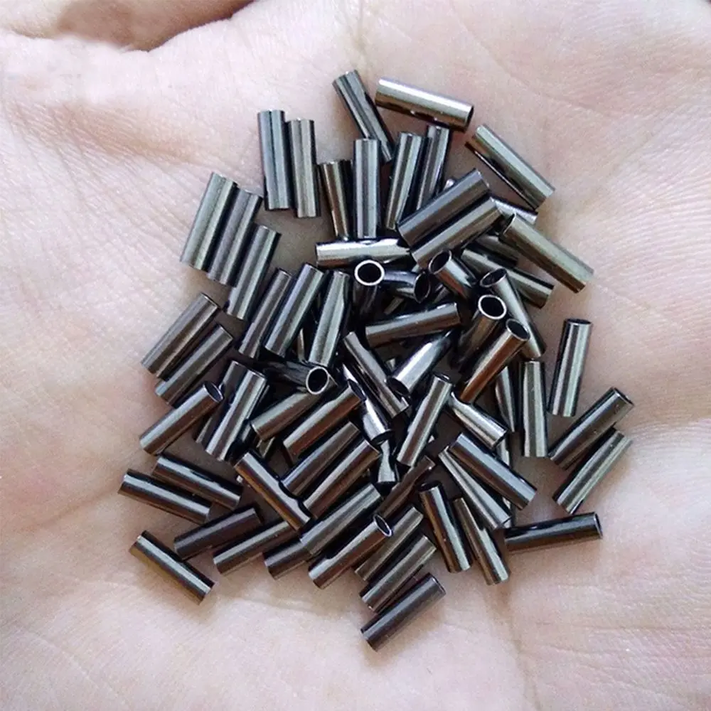 100pcs/Lot 1.0mm-2.8mm Sea Fishing Accessories Line Tube Copper Fishing Line Aluminum Crimp Sleeve Copper Tube