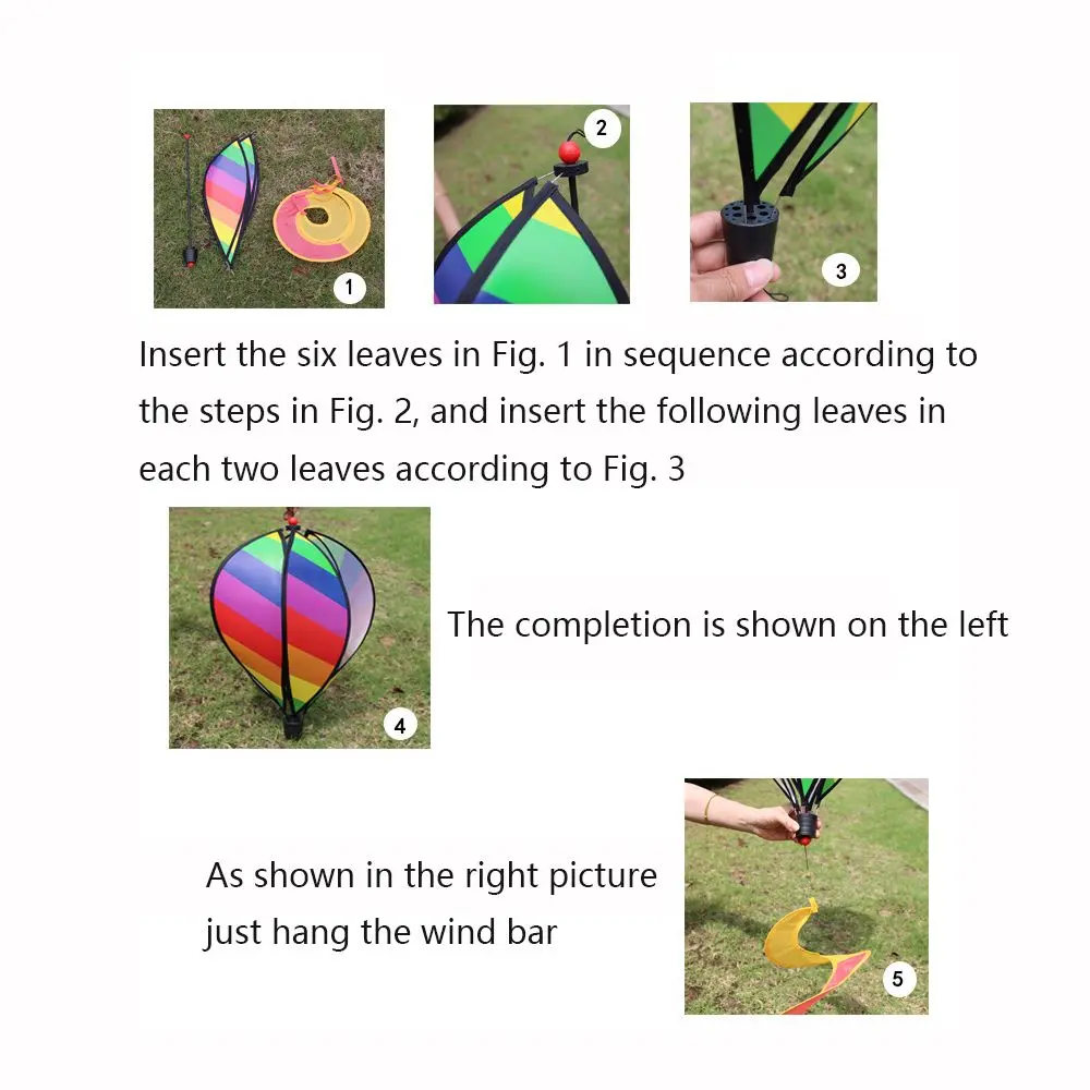 Outdoor Giant Rainbow Hot Air Balloon Garden Wind Spinners Pinwheels Whirligigs Windmill Toys Kids Yard Decor Lawn Decorations