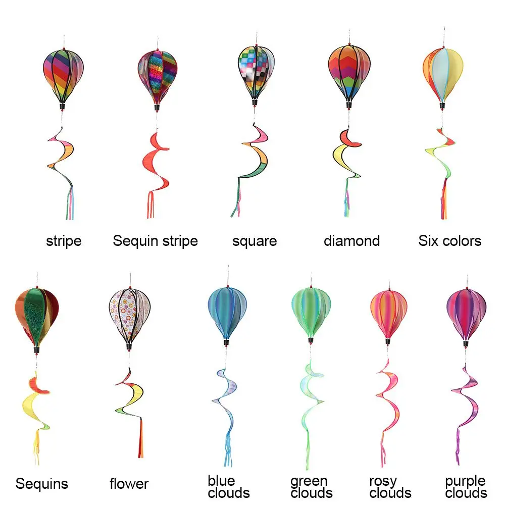 Outdoor Giant Rainbow Hot Air Balloon Garden Wind Spinners Pinwheels Whirligigs Windmill Toys Kids Yard Decor Lawn Decorations