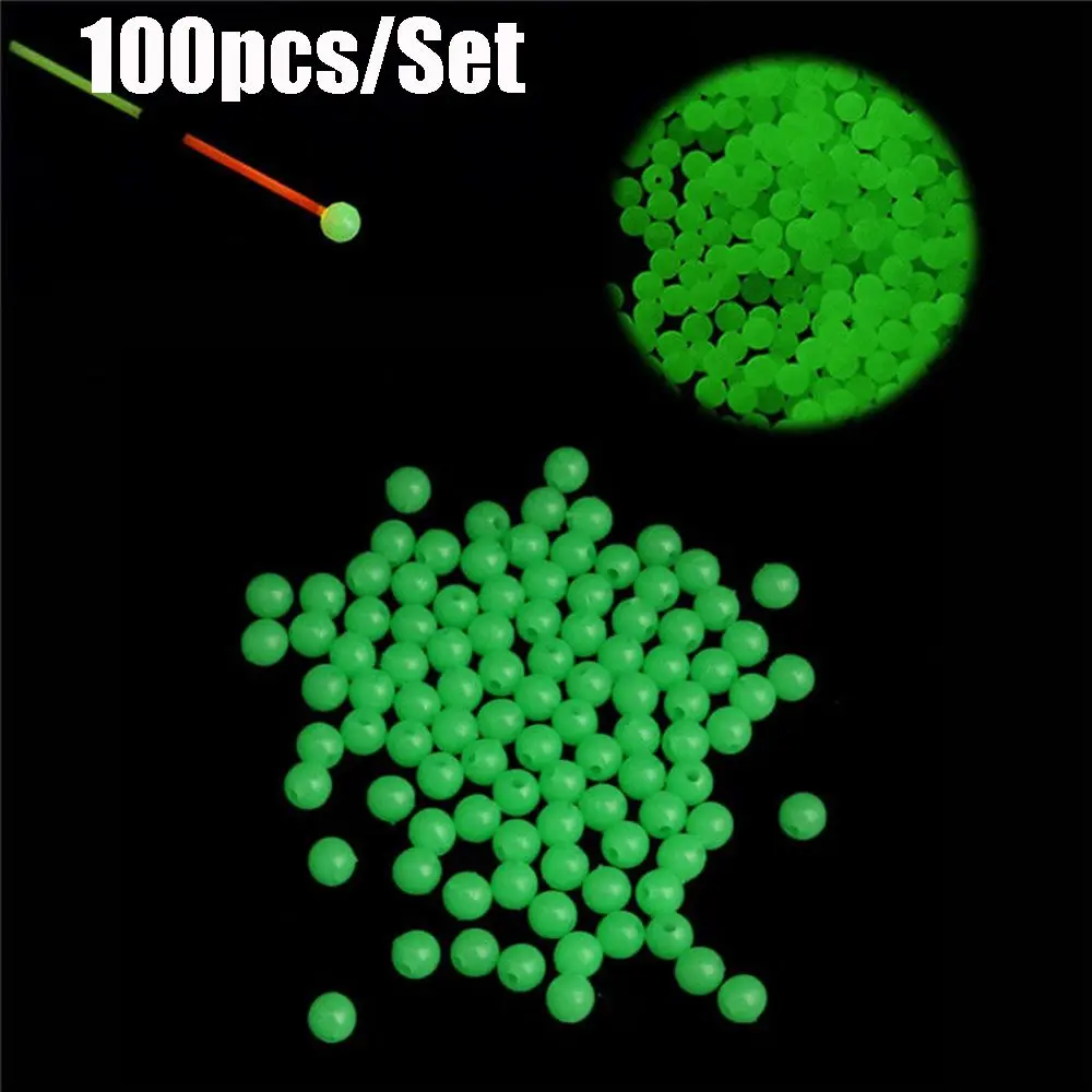 100pc/bag Plastic Luminous Light Glowing Balls For Night Fishing Fishing Floats Beads Stoppers